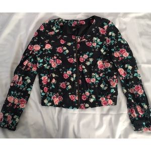 H&M Divided Light Floral Round Neck Bomber Jacket